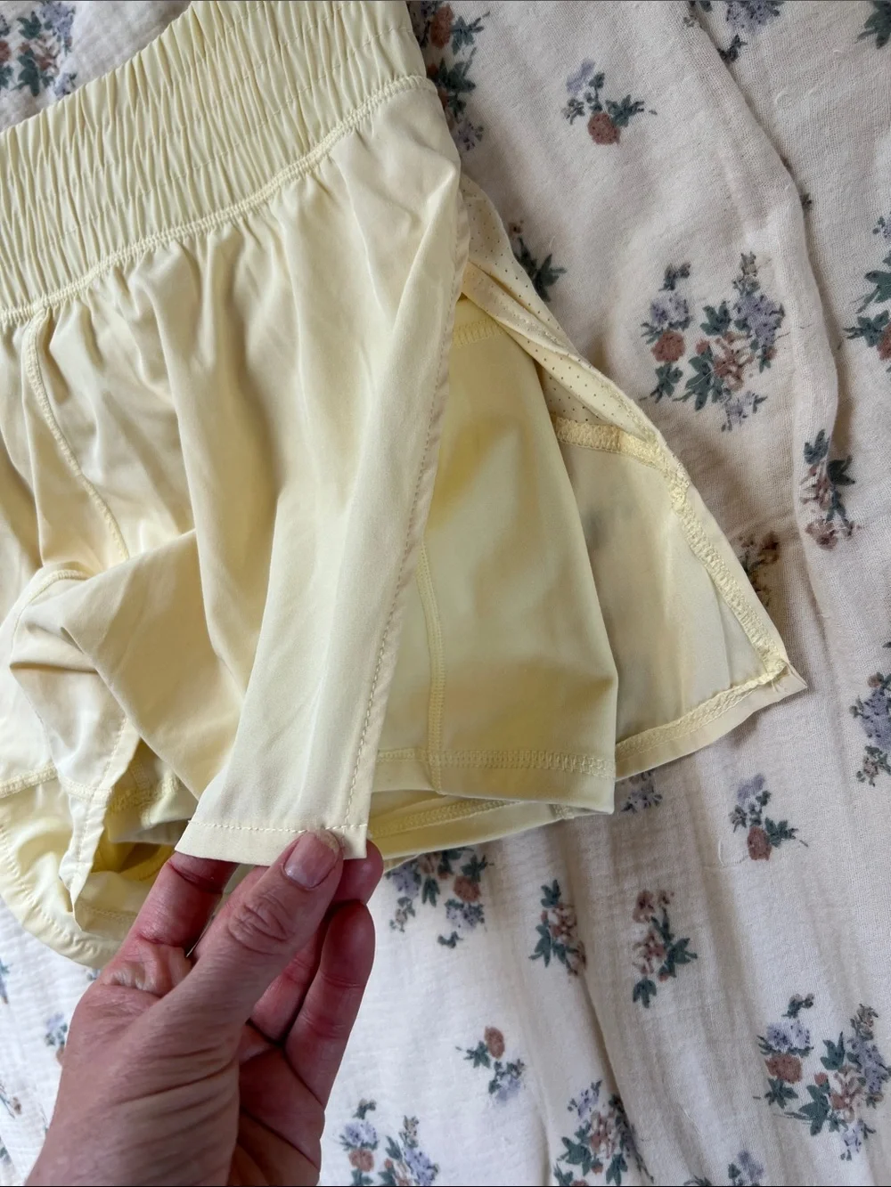 Velocity Pale Yellow Athletic Running Shorts
